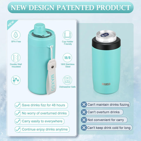 MAXSO 4-in-1 insulated cooler fits cans and 15oz bottles.