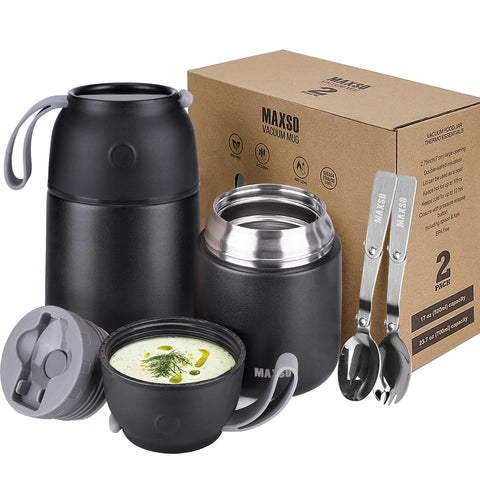 MAXSO 24oz soup thermo front view highlighting leak proof cap