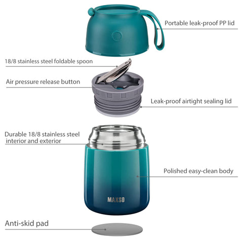 MAXSO Soup Thermo built-in spoon for on-the-go meals