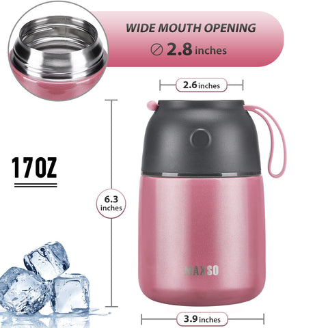 MAXSO Soup Thermo copper-insulated interior preserving hot or cold meals all day.