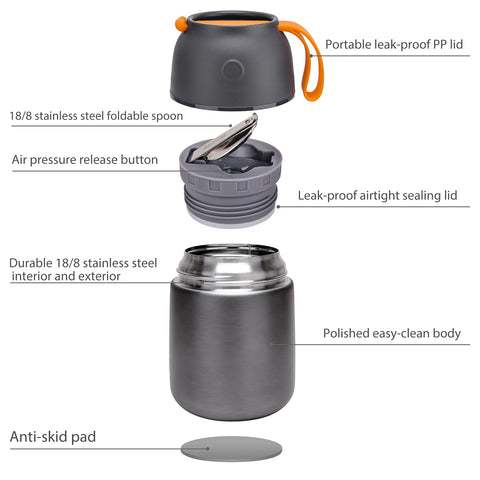 MAXSO Soup Thermo double-wall insulation preserves heat and cold effectively.