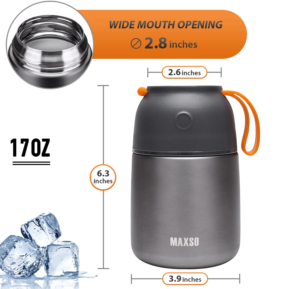 MAXSO Soup Thermo gray stainless body offers a modern daily lunch solution.