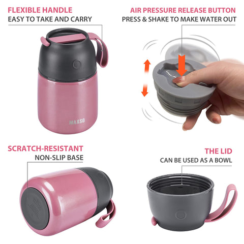 MAXSO Soup Thermo 12-hour hot, 24-hour cold performance in a compact jar.