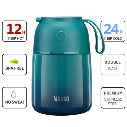 MAXSO Soup Thermo leak-proof lid prevents spills during travel