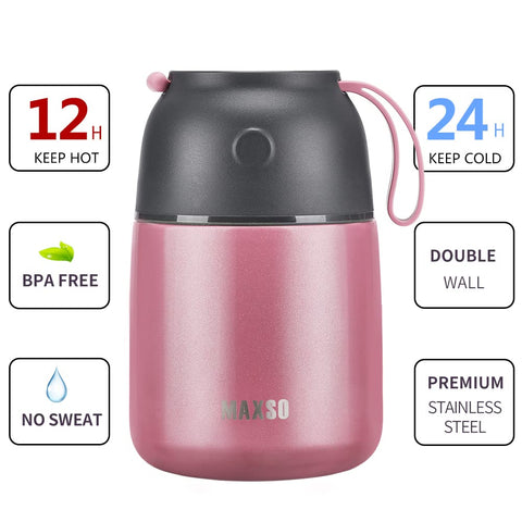 MAXSO Soup Thermo leakproof lid ensuring spill-free transport for travel and office.