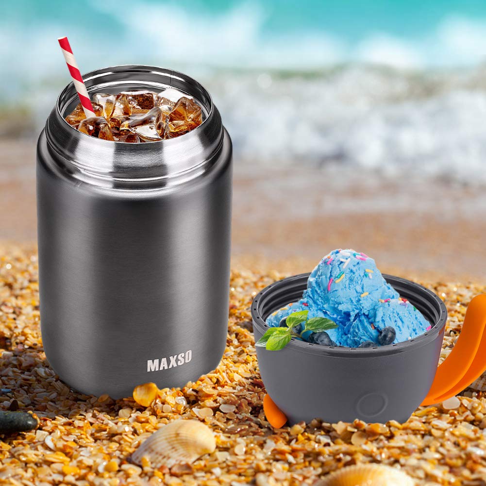 MAXSO Soup Thermo leakproof lid ensures secure transport for travel.