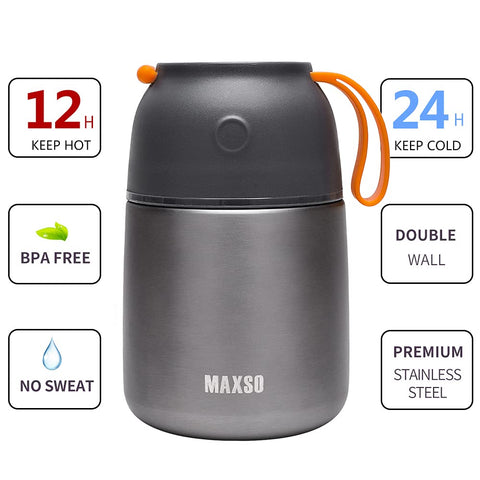 MAXSO Soup Thermo wide-mouth opening simplifies filling and cleaning.