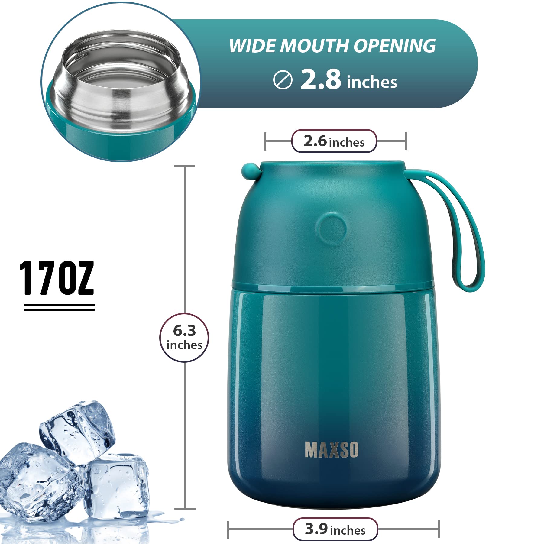 MAXSO Soup Thermo wide mouth for easy filling and cleaning