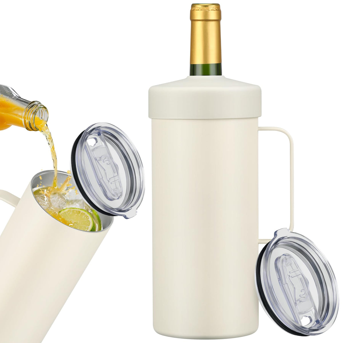 MAXSO wine chiller bottle-in-hand keeps drinks cold on the go.