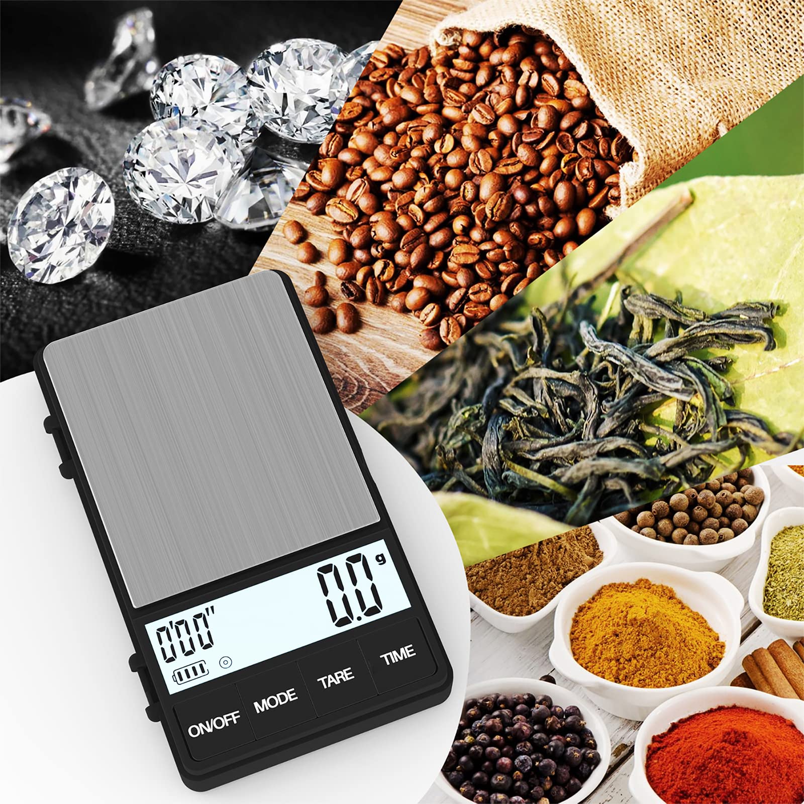 MAXUS Espresso Scale with backlit display for easy reading in low light.