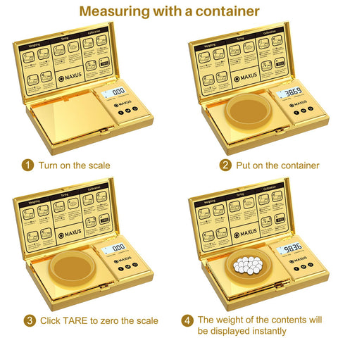 MAXUS precision 0.01g readability enables tiny ingredient accuracy