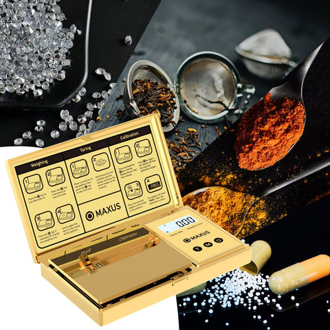 MAXUS scale offers unit conversions for versatile weighing in grams or ounces