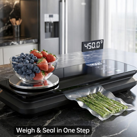 MAXVINI 90KPa vacuum sealer in action delivers a fast, tight seal.