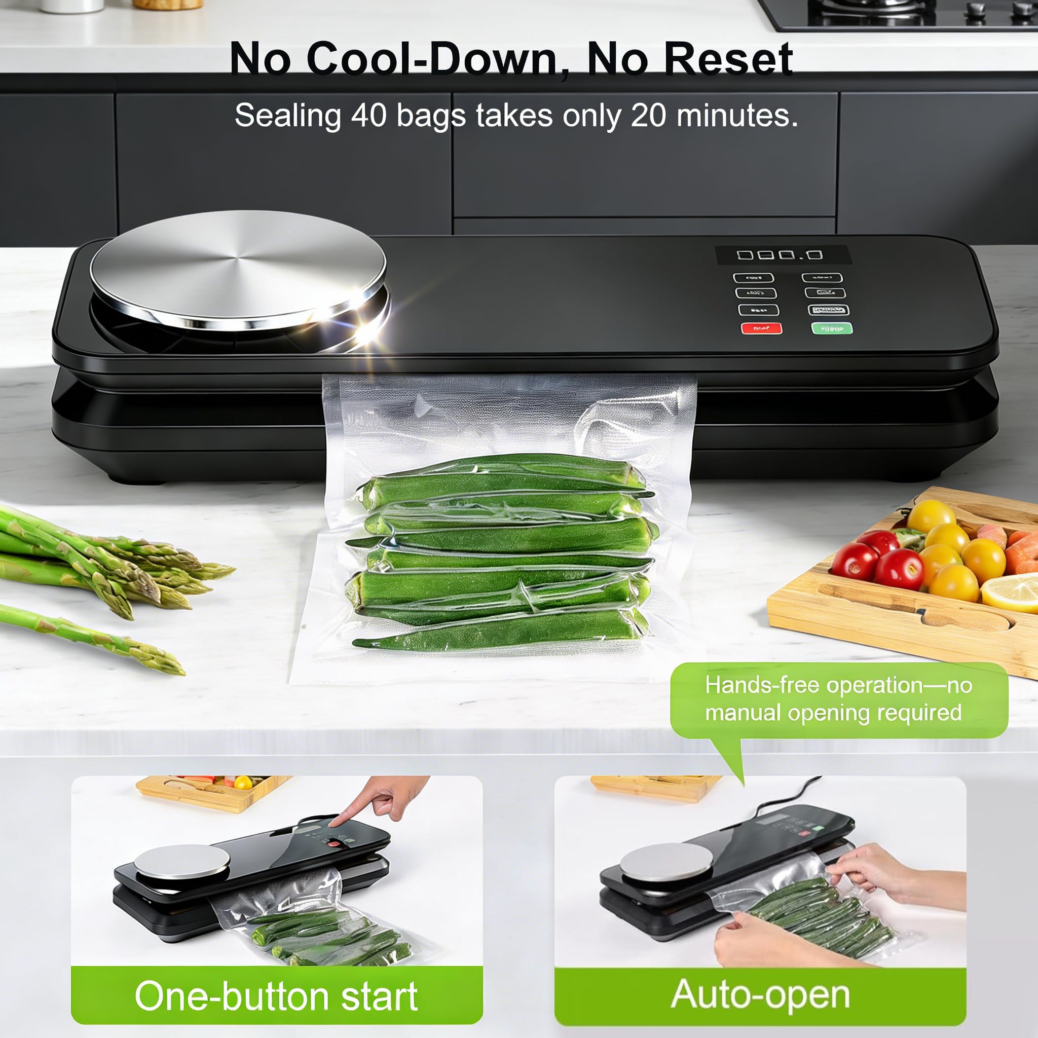 MAXVINI magnetic cutter enabling quick bag sizing and reduced waste.