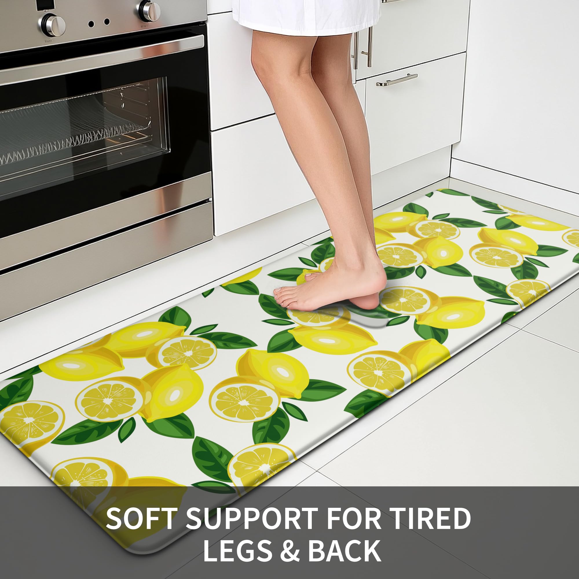 MAYHMYO lemon mat close-up shows cushioned surface for standing comfort