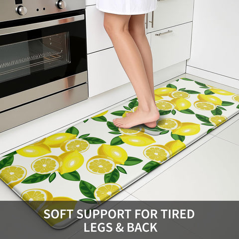 MAYHMYO lemon mat close-up shows cushioned surface for standing comfort