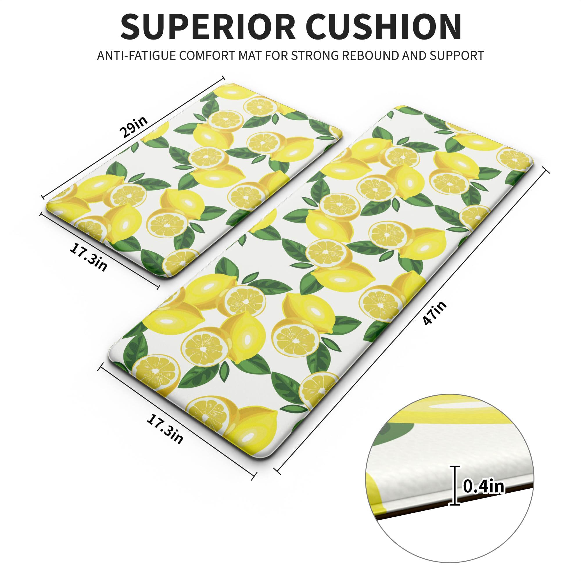 MAYHMYO lemon mats paired layout enhances kitchen workflow with cushioned support