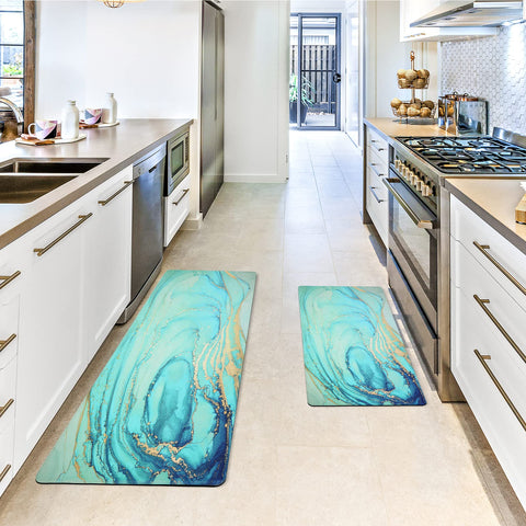 MAYHMYO teal marble design floor mat adds modern style to the area