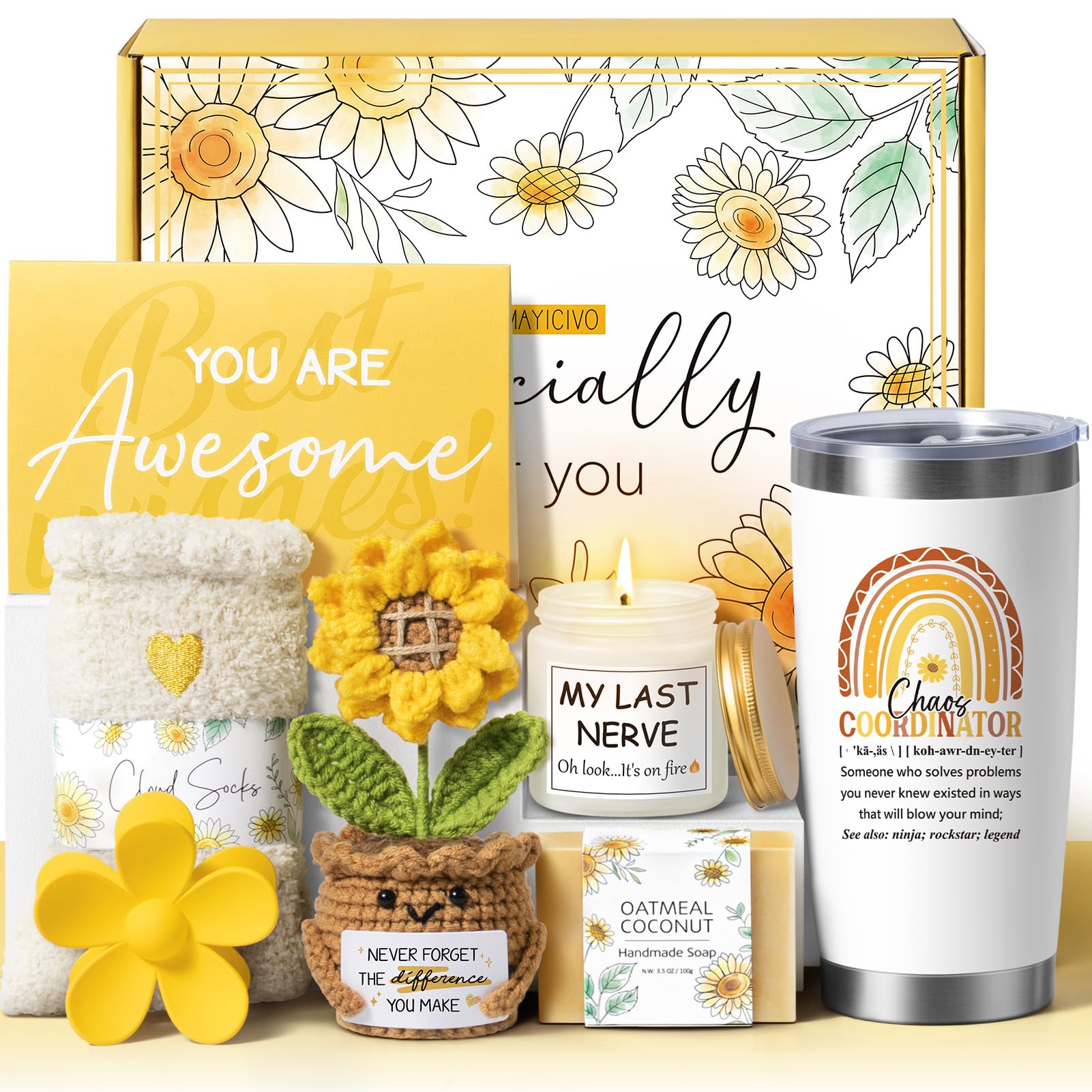 MAYICIVO Chaos Coordinator crochet sunflower decor brightens desk and space