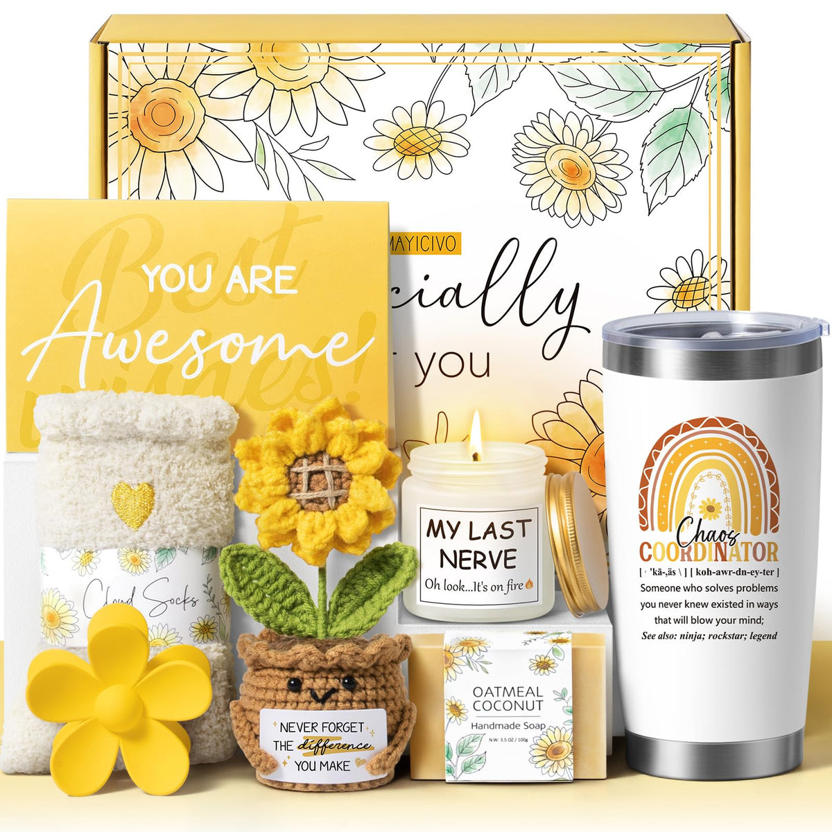 MAYICIVO Chaos Coordinator crochet sunflower decor brightens desk and space