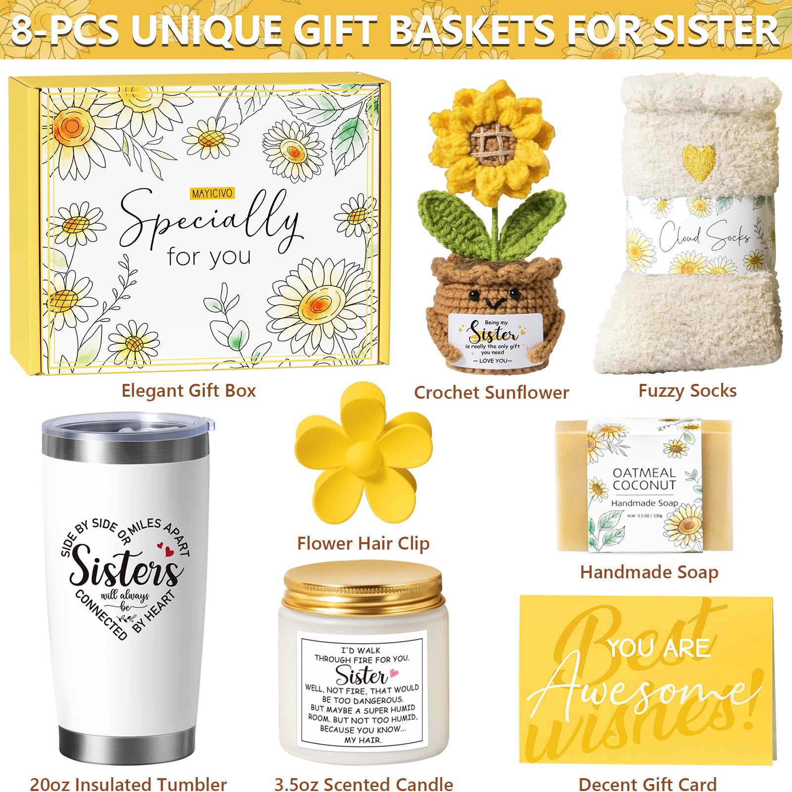 MAYICIVO crochet sunflower adds cheerful texture to home decor.