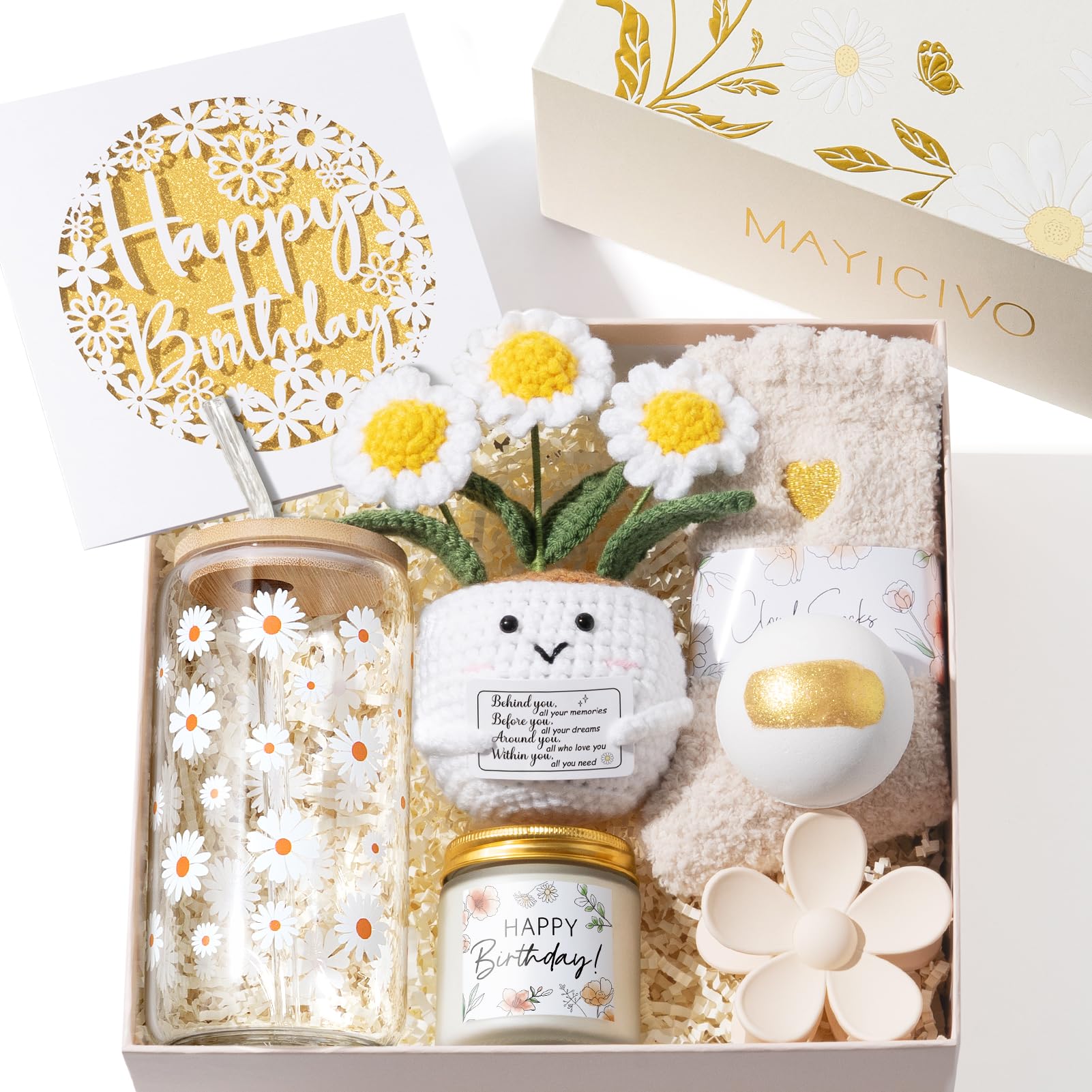 MAYICIVO Daisy Deluxe Gift Box, elegant birthday gift presentation.