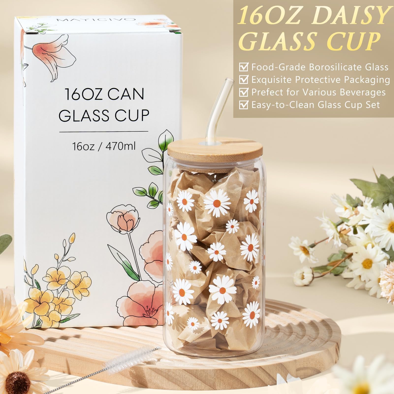 MAYICIVO embossed daisy gift box with gold foil