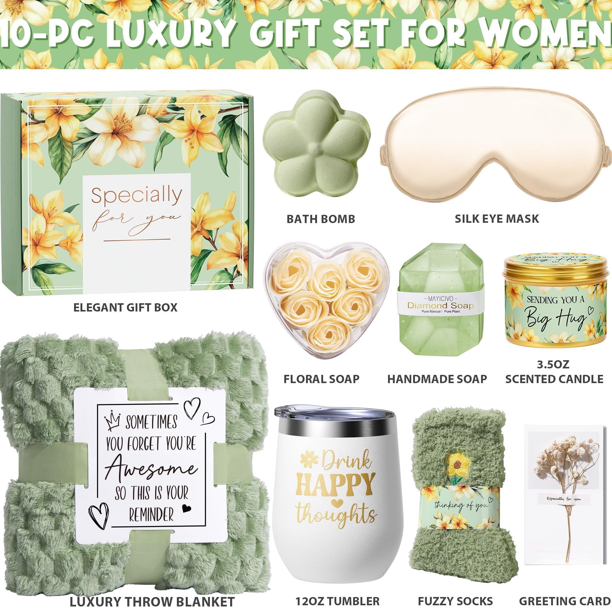 MAYICIVO luxury self-care gift box opened to reveal premium items