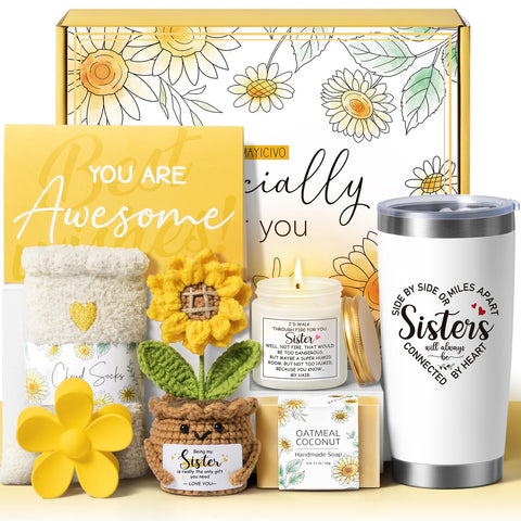 MAYICIVO sisters gift tumbler shows a sunlit sip for 24 hours cold or 12 hours hot.