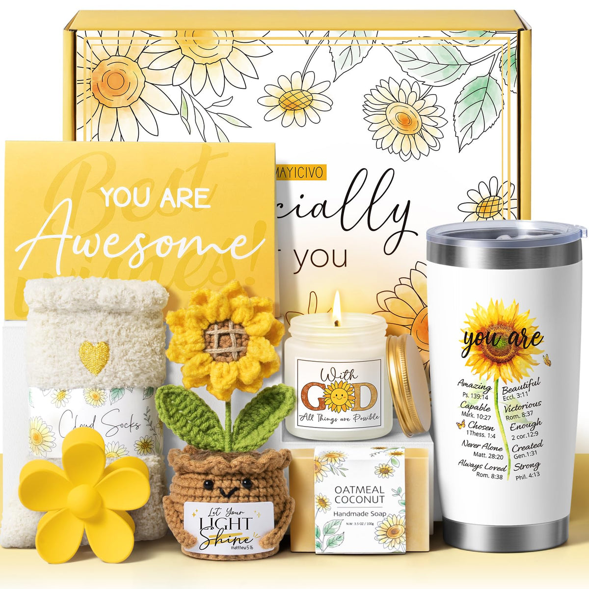 MAYICIVO sunflower gift box with warm faith-inspired presentation for Catholic women.