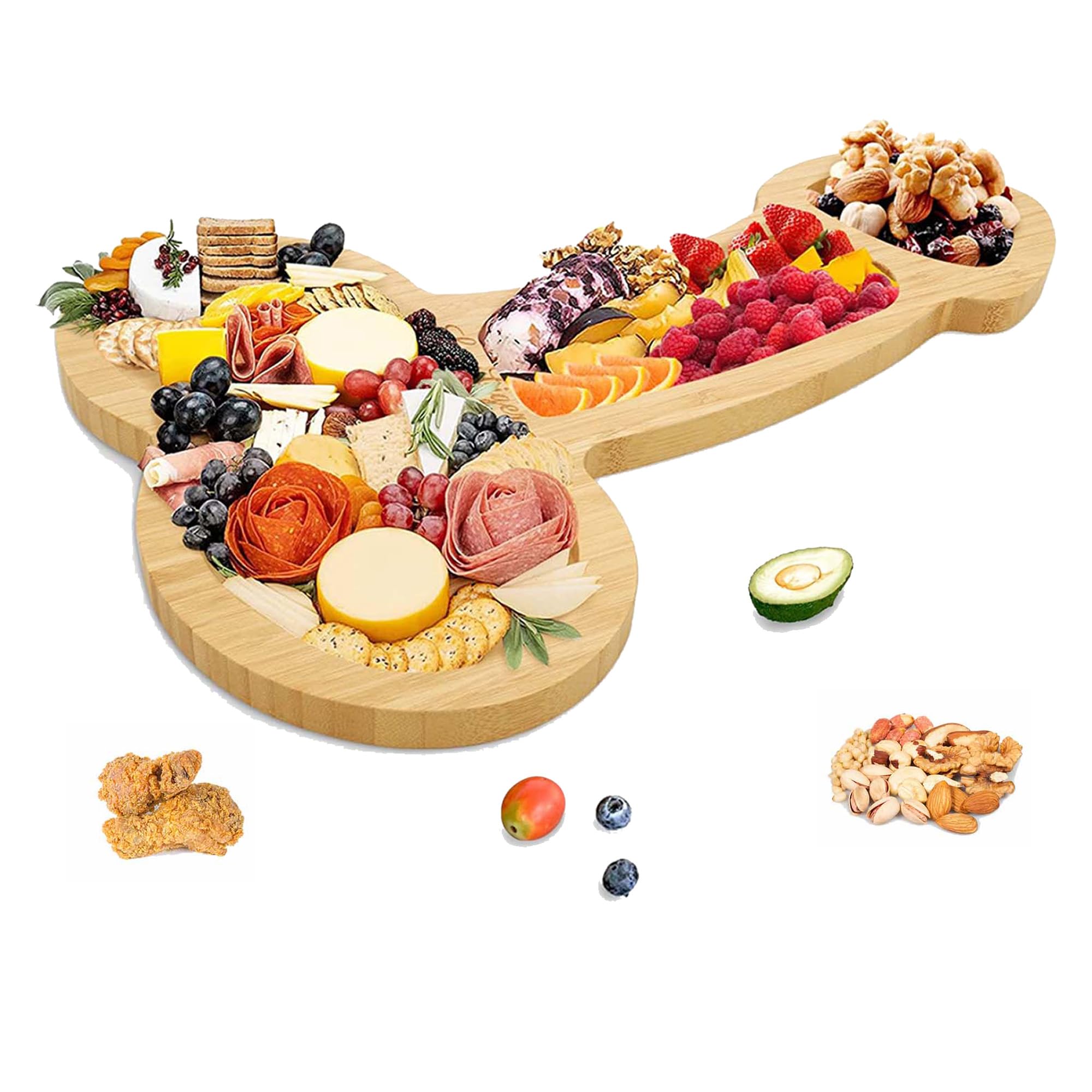 MAYISO Funny Aperitif Board bamboo close-up showing smooth surface for entertaining.