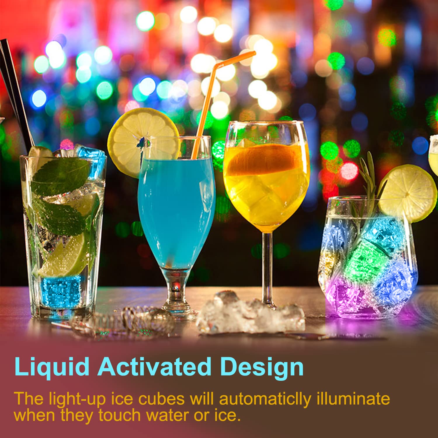 Maylai light sensor ice cubes glow when liquid is present for auto lighting.
