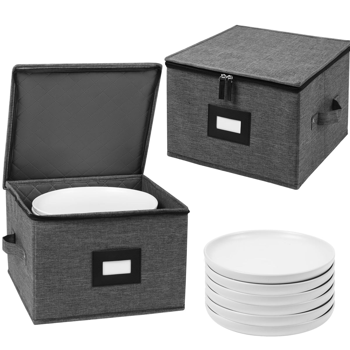 Mayniu 12-inch plate storage container with stackable design protecting dishes and saving space
