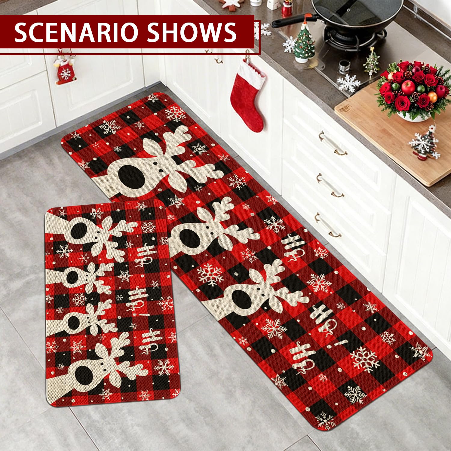 Maytycroo moose-pattern mat 17x29, cozy touch and floor protection.