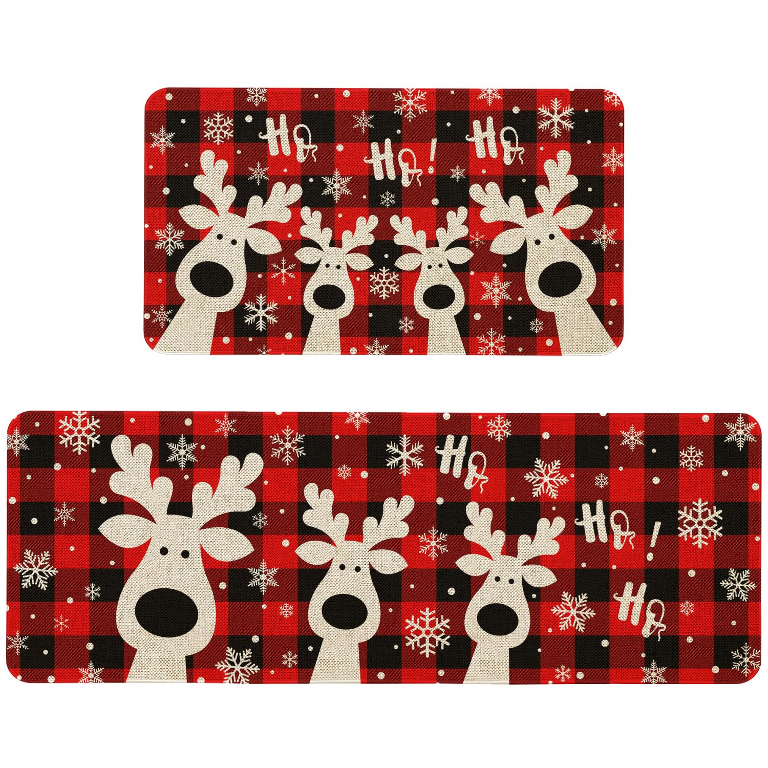 Maytycroo Christmas kitchen mat moose design, 17x47, non-slip for secure placement.