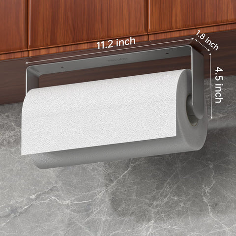 Mbillion wall-mount paper towel rack in brushed silver keeps towels tidy and within reach.