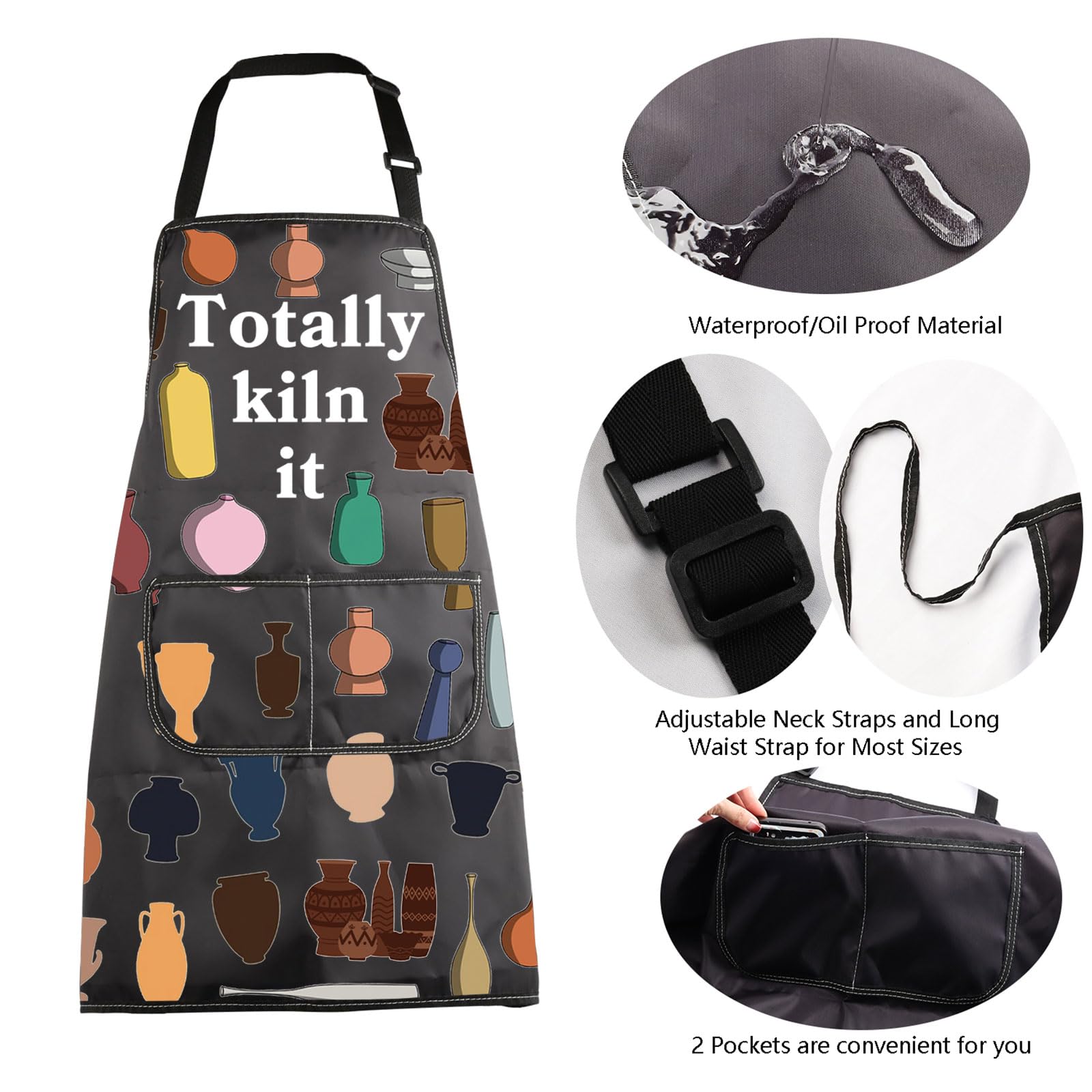MBMSO Ceramic Artist Apron adjustable neck strap for customized, comfortable wear.