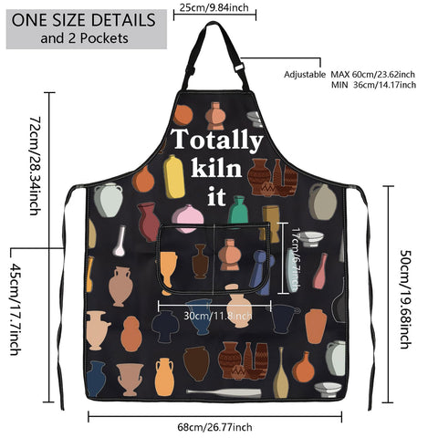 MBMSO Ceramic Artist Apron back view, offers convenient tool storage in pockets.