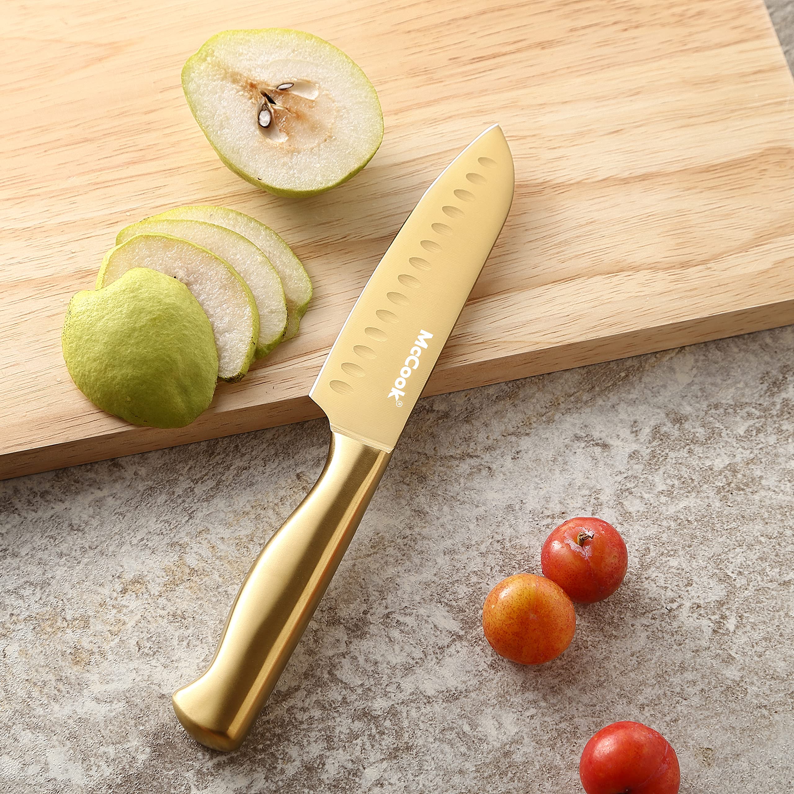 McCook white wood block with built-in sharpener for convenience