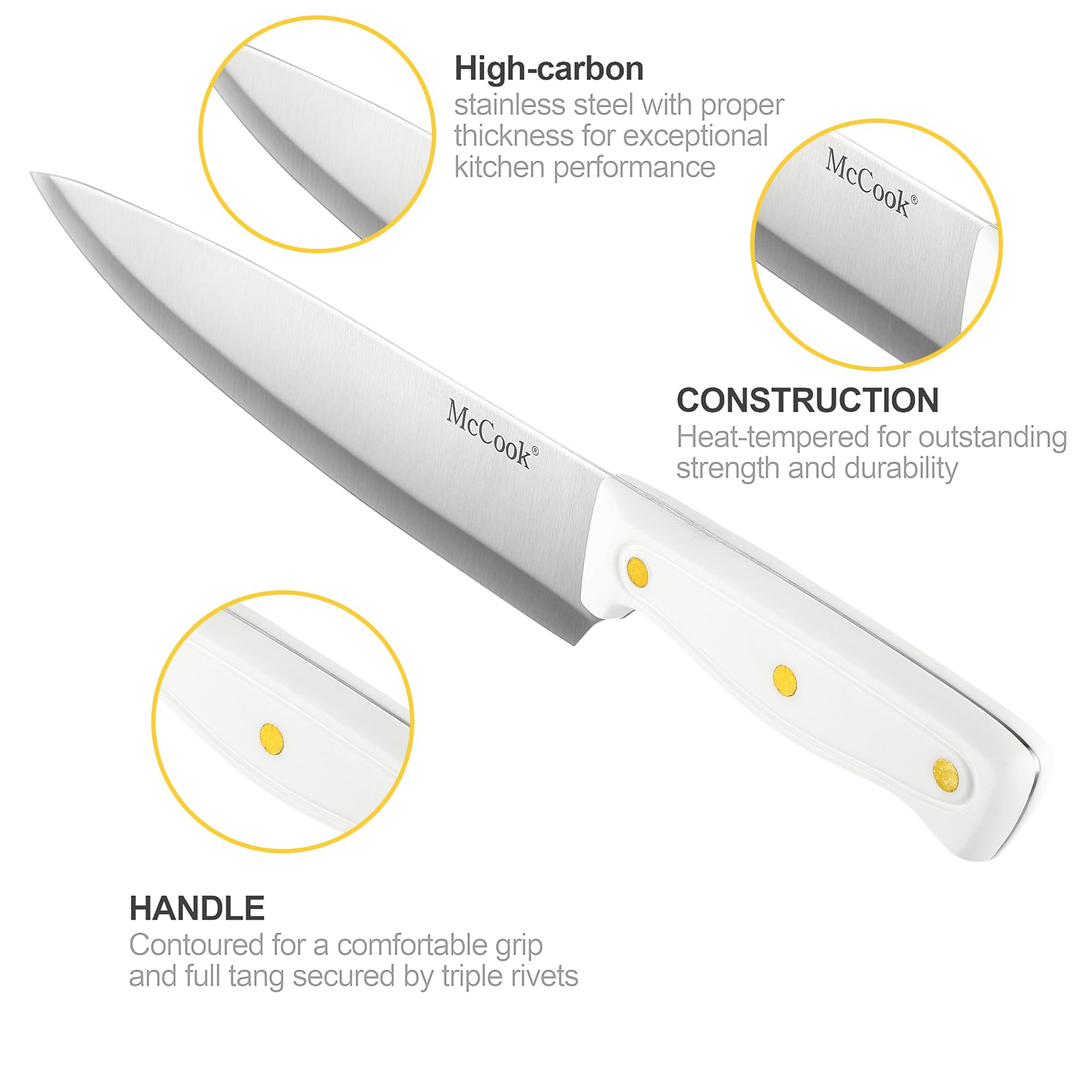 McCook 8-inch slicing knife ideal for even meat and seafood prep