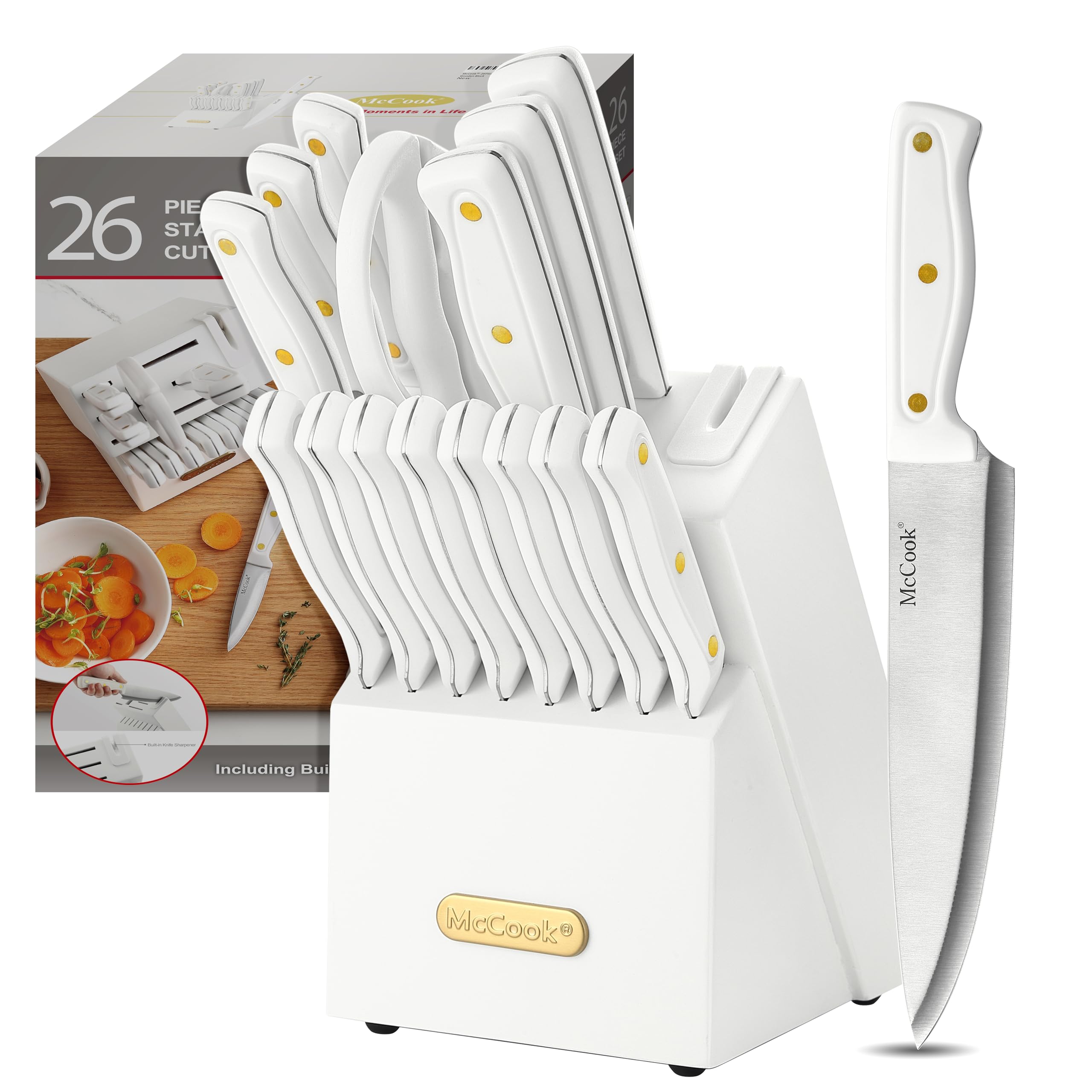 McCook knife block with built-in sharpener for organized, ready-to-use blades