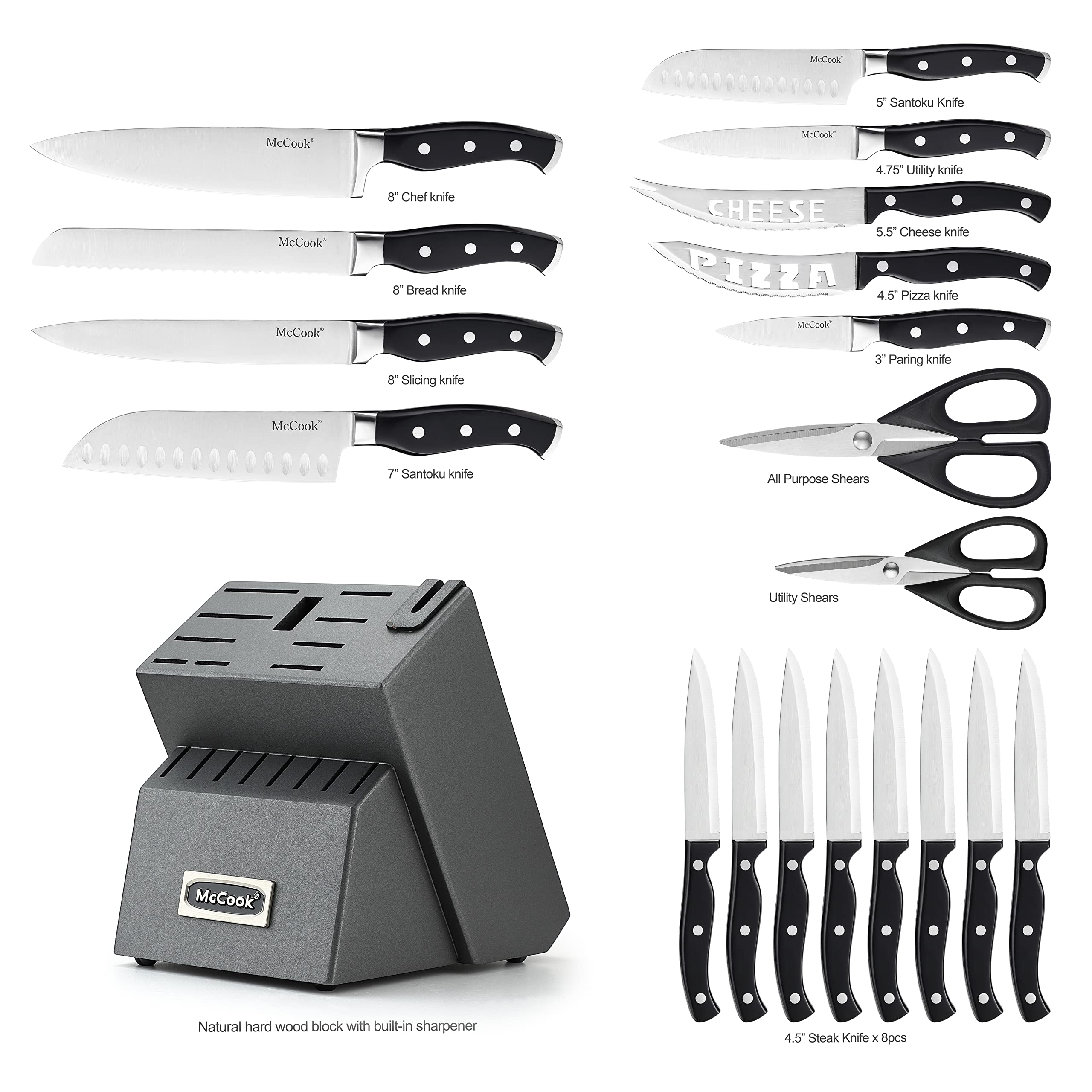 McCook 8-inch chef knife for precise kitchen slicing