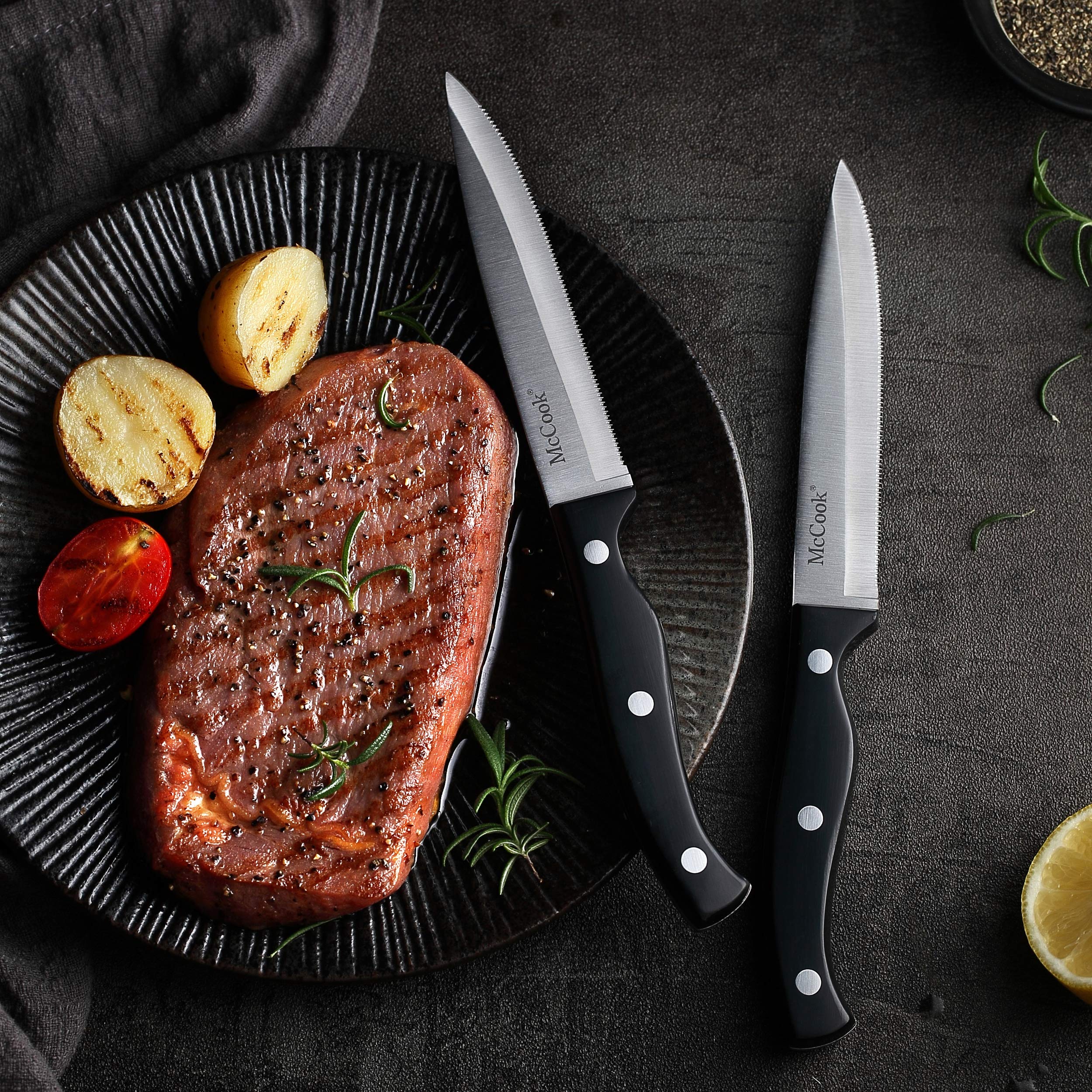 McCook 8-piece serrated steak knives set for family meals