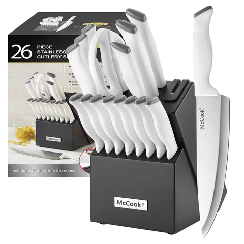 McCook knife set in block with built-in sharpener for easy access and organization