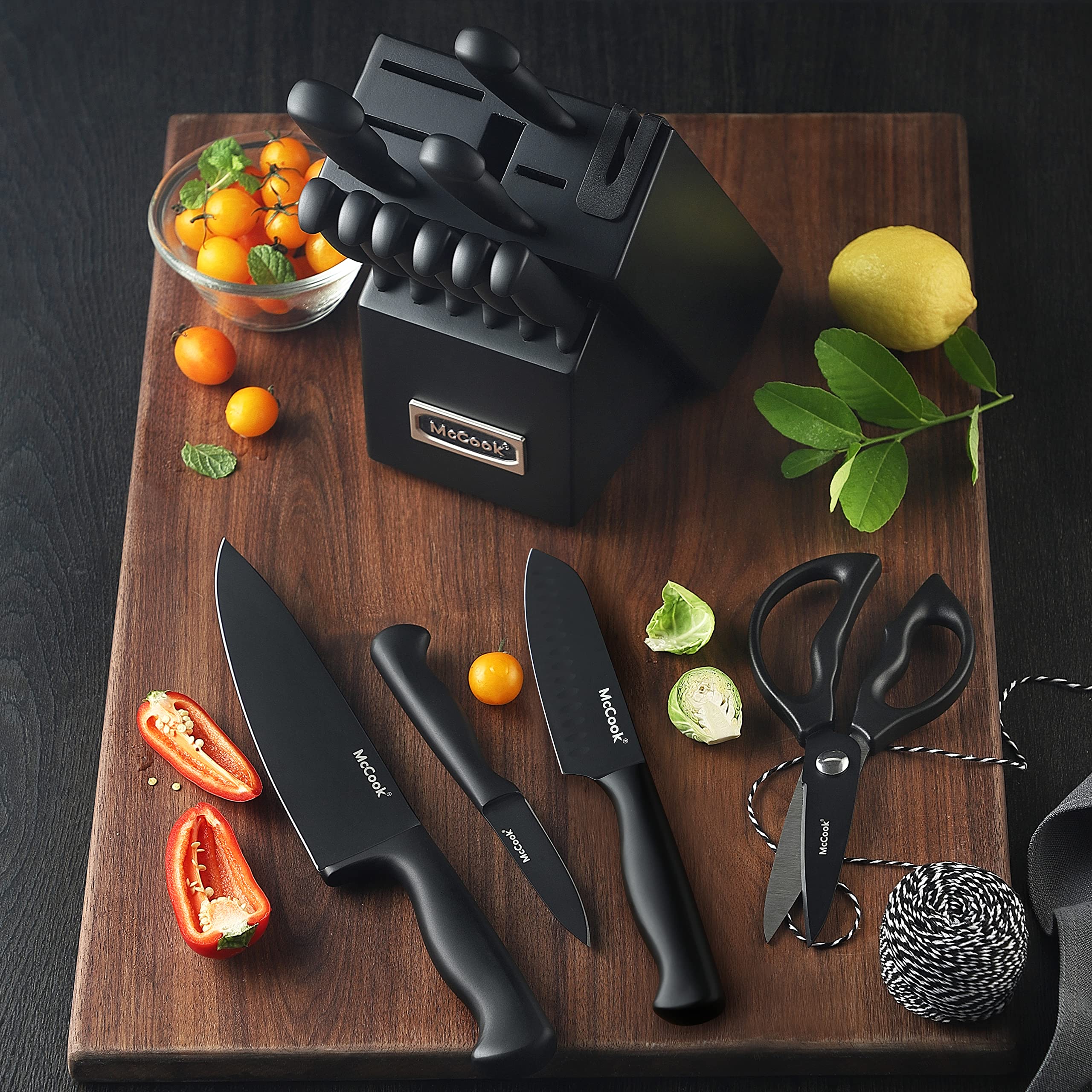 McCook black finish knife set adds modern elegance to the kitchen