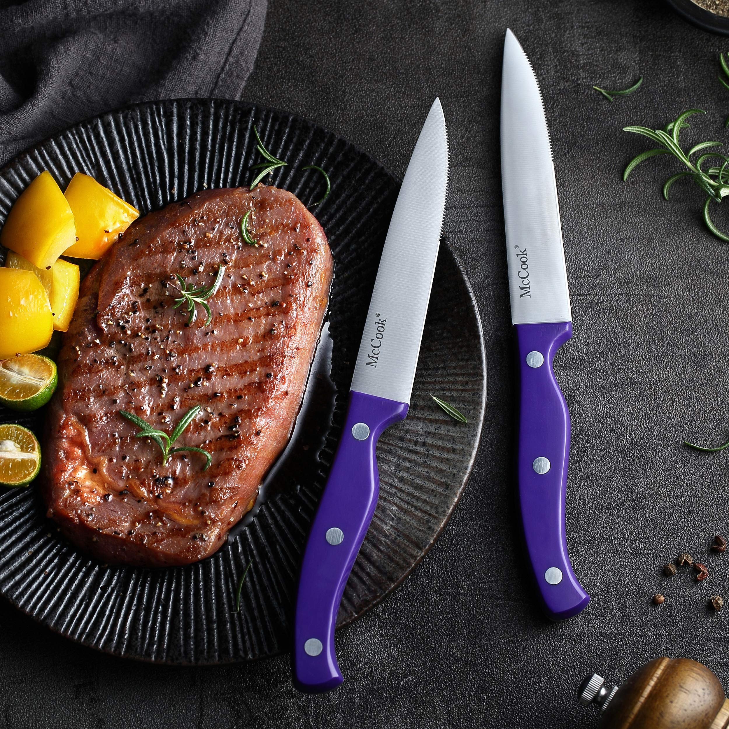 McCook MC27 4.5-inch serrated steak knives for tender portions