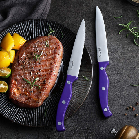 McCook MC27 4.5-inch serrated steak knives for tender portions