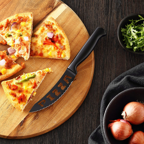 McCook Premium Black Knife Set 4.5-inch pizza knife for pizza night.