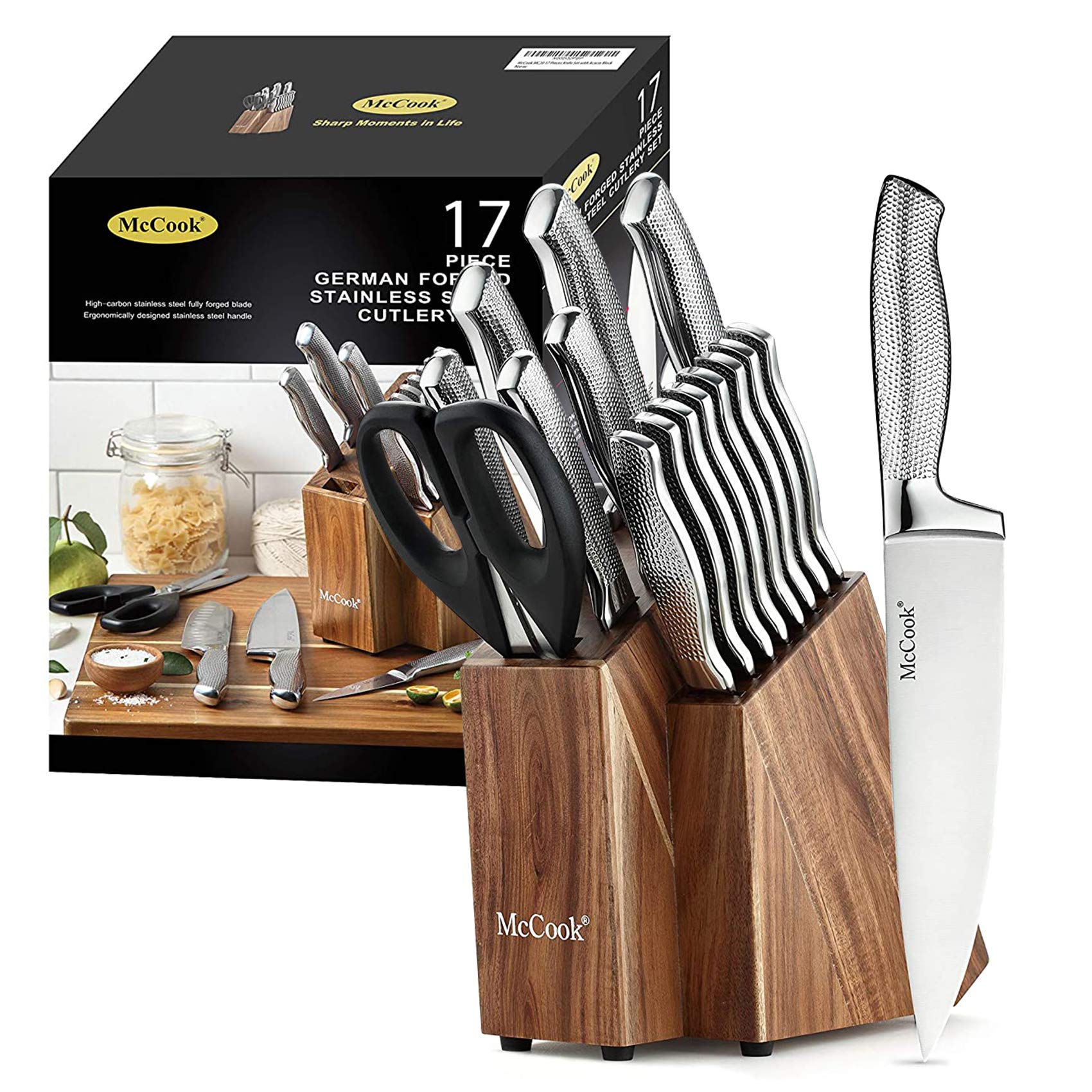 McCook Premium Knife Sets full tang hammered blade for lasting performance