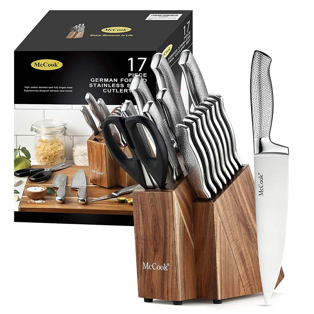 McCook Premium Knife Sets full tang hammered blade for lasting performance